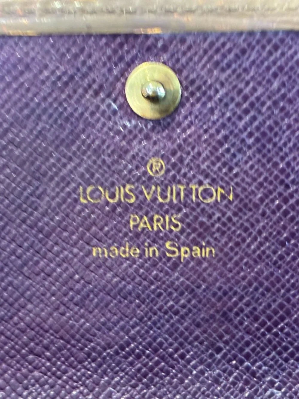 Authentic Louis Vuitton Vintage Epi Leather Long Flap Wallet in Taupe & Purple